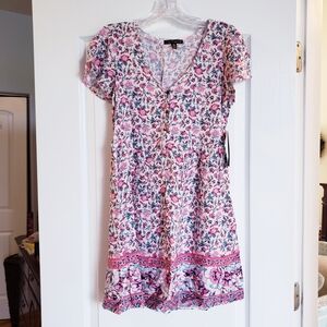 City Triangles Pink and Blue V-Neck Mini Dress